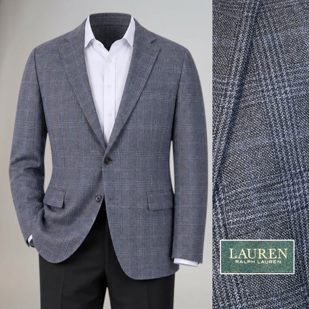 Ralph Lauren LRL Sport Coat 48-50R Blue Gray Plaid NWOT